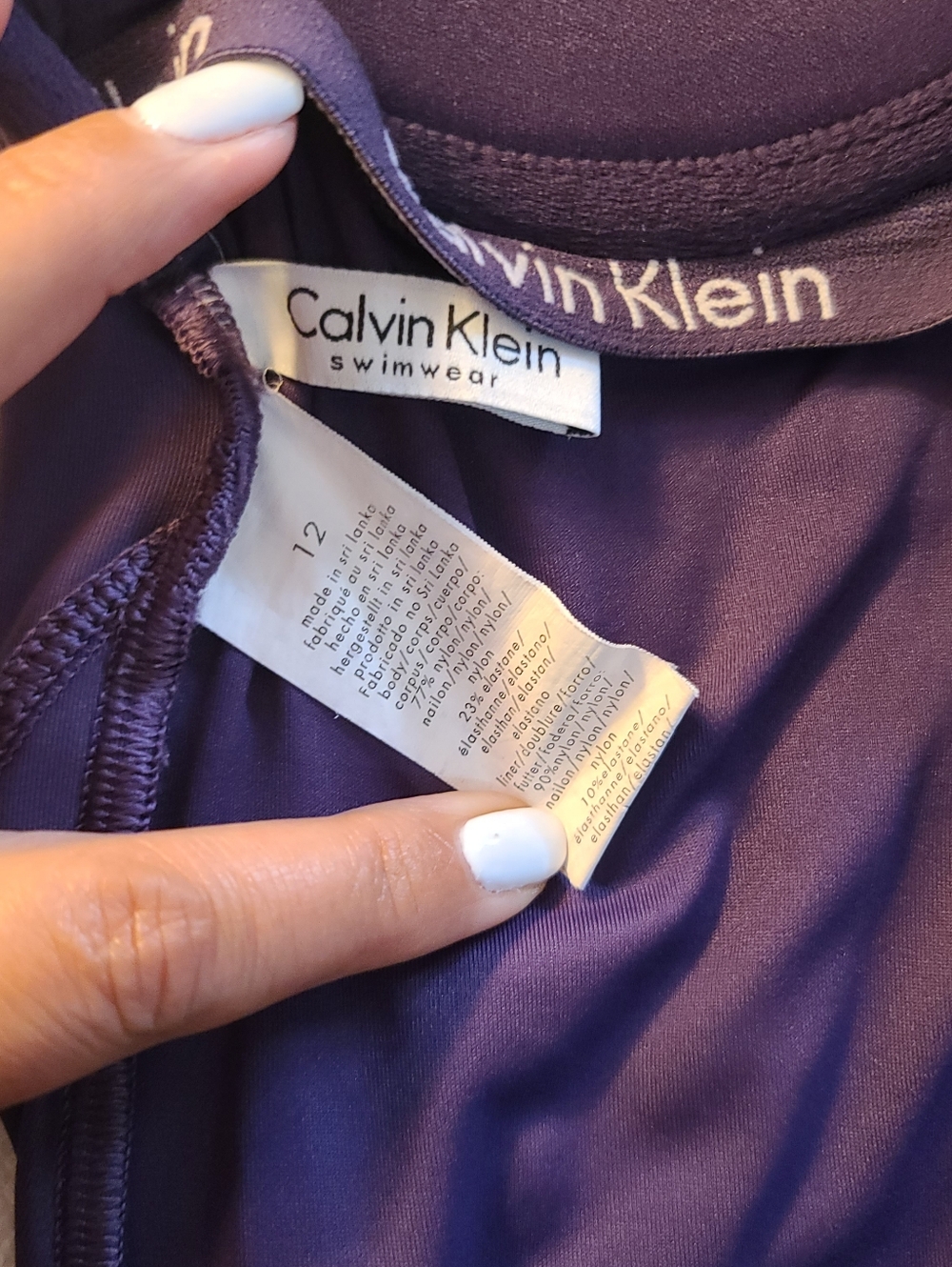 Calvin Klein Studded One Piece Swimsuit Purple Size 12 Underwire B/C Cups - Picture 6 of 12